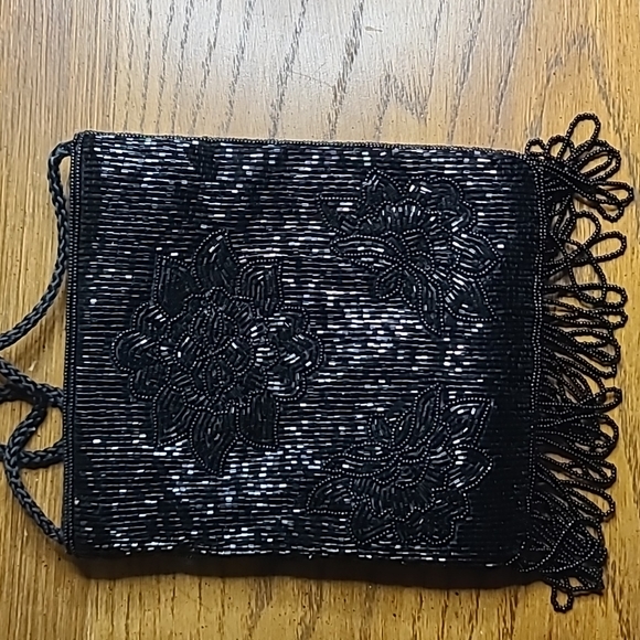 Black sequins beaded handmade purse Regale - Picture 4 of 8